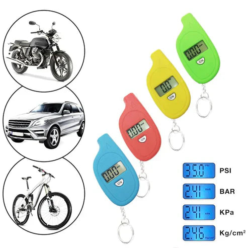Portable Digital Car Tire Pressure Tester Keychain - Mini LCD Tire Gauge