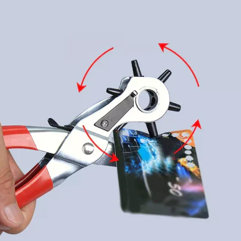 6 Diameter Revolving Leather Hole Punch Plier Tool - Belt, Watch Strap & Leather Craft Puncher
