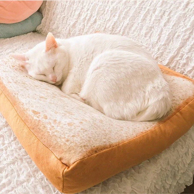 Toast Cat Bed - Cute Bread Slice Shaped Warm Pet Bed for Cats & Small Dogs
