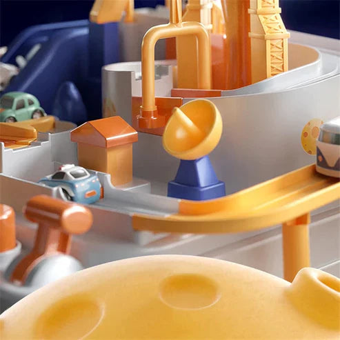 Space Panda Car Toys - Children Train Track Adventure Racing Set with 2 or 4 Cars for Kids