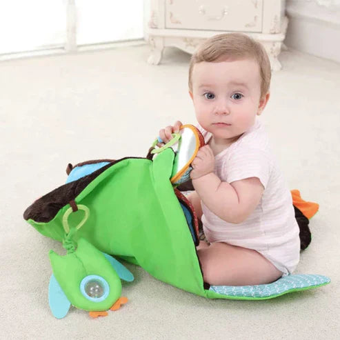 Soft Foldable Baby Owl Play Mat – Activity Gym with Pillow & 2 Toy Attachments