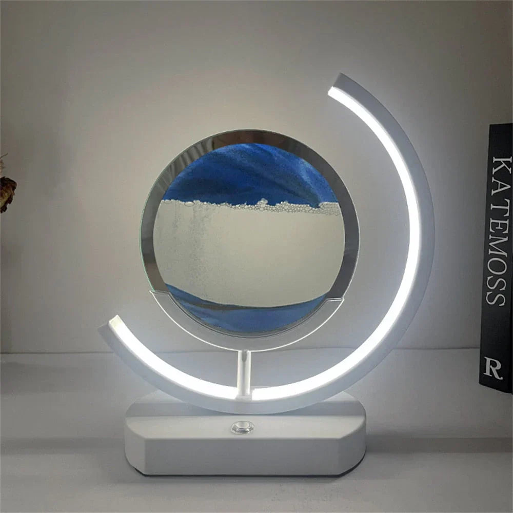3D LED Flowing Sand Art Table Lamp – Moon Shape Ambient Night Light