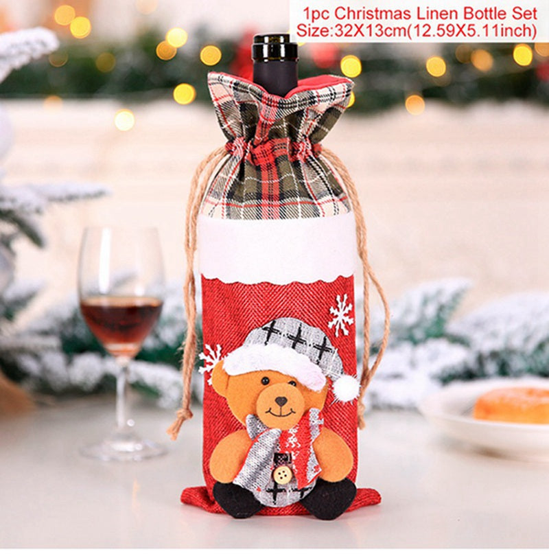 Christmas Wine Bottle Cover - Festive Holiday Table Decoration