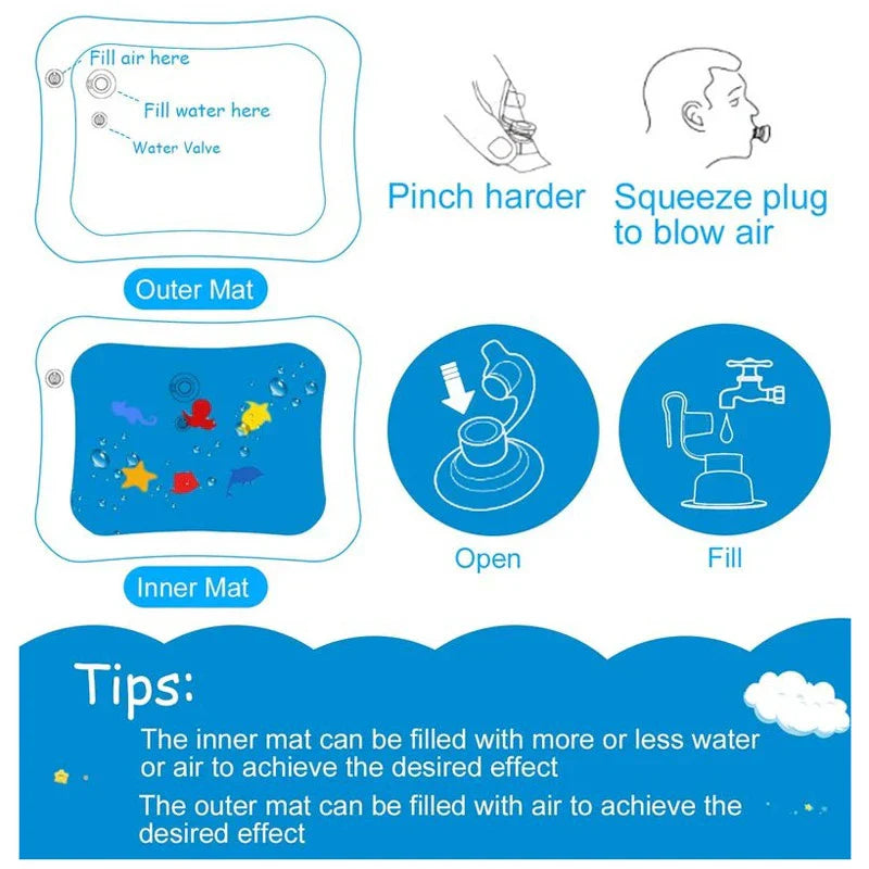 Baby & Kids Water Play Mat – Inflatable Splash Pad Tummy Time Sensory Mat for Infants & Toddlers