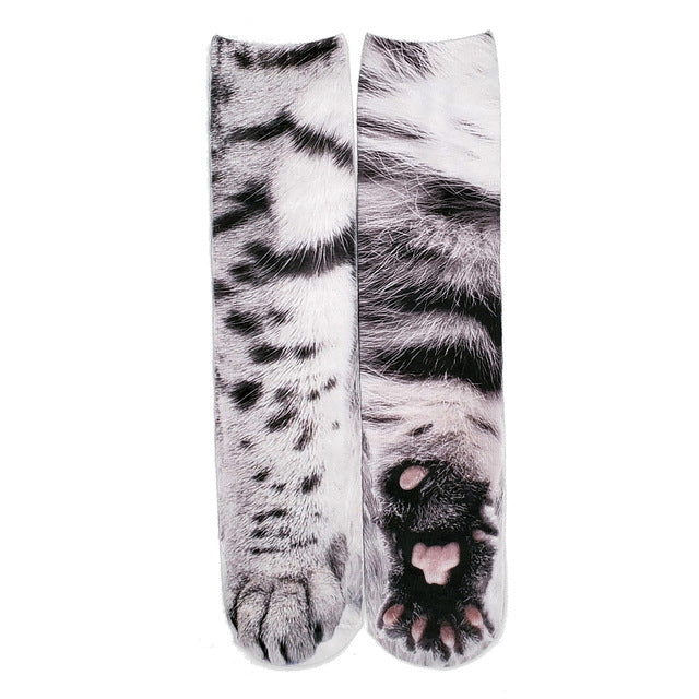 Animal Paw Socks – Cute Novelty Fluffy Paw Print Socks for Women & Kids
