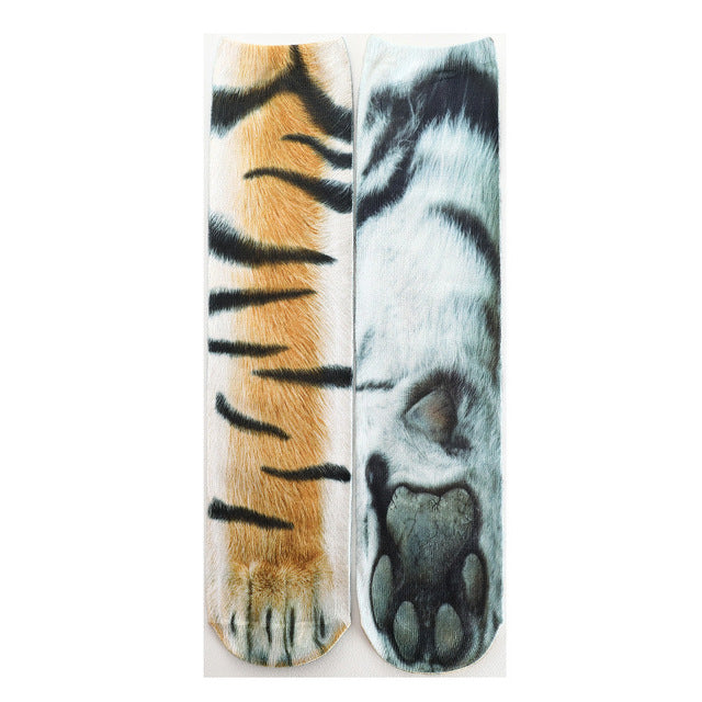 Animal Paw Socks – Cute Novelty Fluffy Paw Print Socks for Women & Kids