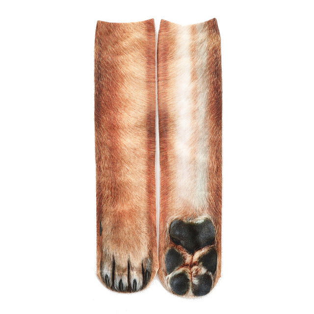 Animal Paw Socks – Cute Novelty Fluffy Paw Print Socks for Women & Kids