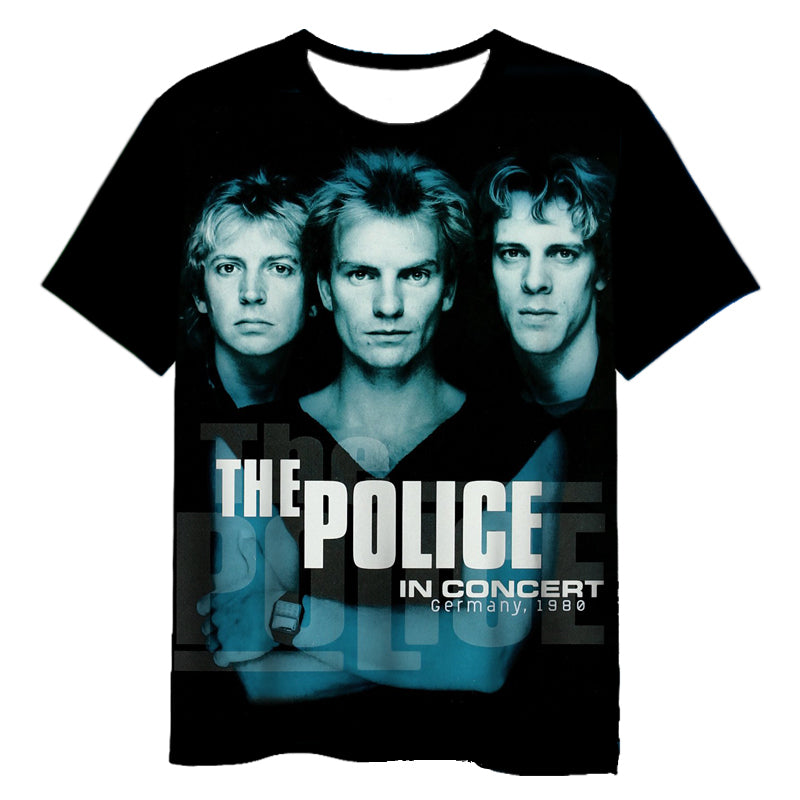 The Police Rock Band 3D Printed T-Shirt – Short Sleeve Hip Hop Harajuku Tee