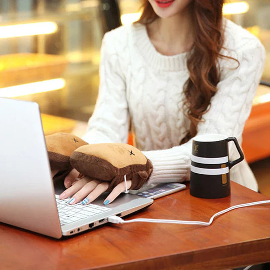 Toast Hand Warmer Gloves - USB Heated Fingerless Gloves for Typing & Gaming