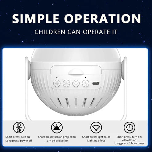 Planetarium Galaxy Night Light Projector – 360° Rotating Star & Nebula Projector for Bedroom, Kids & Home Decor