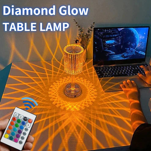 Diamond Glow Acrylic Touch Table Lamp – RGB LED Crystal Night Light