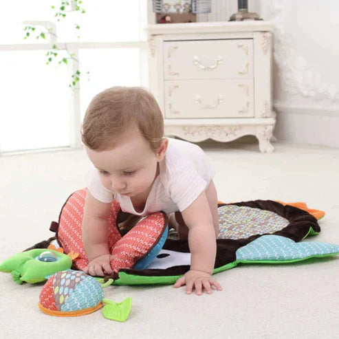 Soft Foldable Baby Owl Play Mat – Activity Gym with Pillow & 2 Toy Attachments