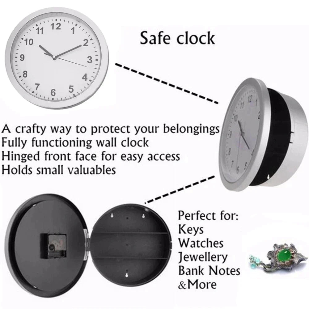 Storage Wall Clock - Hidden Secret Compartment Safe Clock