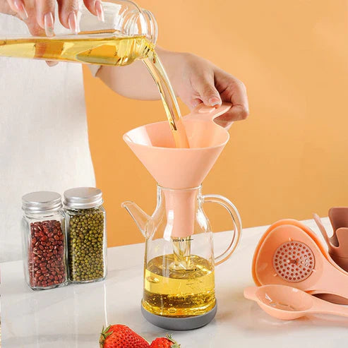 6-in-1 Pour Master Reusable Funnel Set - Multi-Size Kitchen Funnels