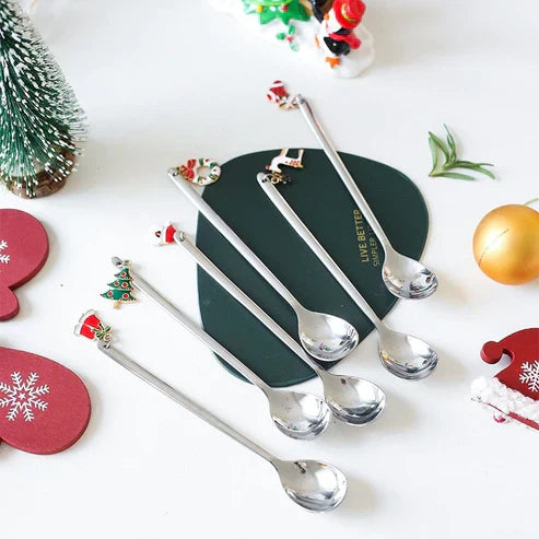 4Pcs Christmas Best Wishes Tableware Set - Holiday Spoon Collection