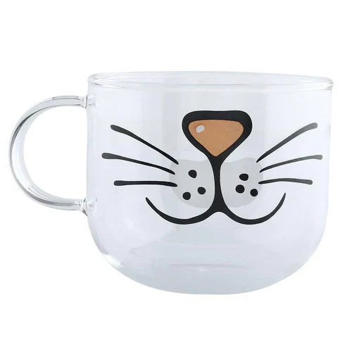 Cute Cat Glass Coffee Cup – Adorable Kitty Drinkware