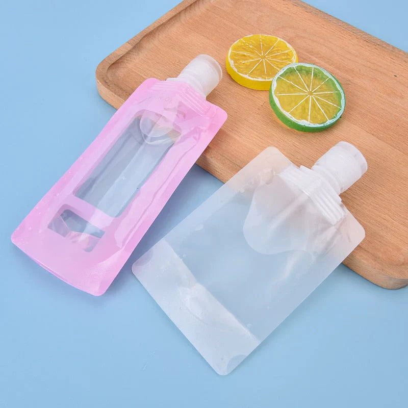 Travel Pouch Bag - 10-Pack Leak-Proof Reusable Liquid Bottles Set