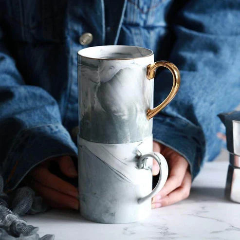 European Marble Porcelain Mug – Elegant Luxury Coffee Cup