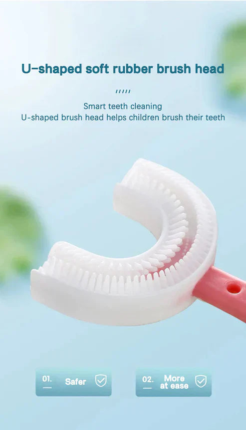 Kids U-Shaped Soft Toothbrush - 360° Whole Mouth Cleaning Training Toothbrush for Children Ages 2-12