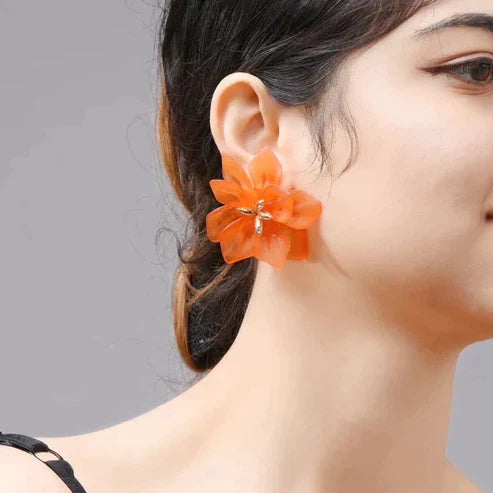 Acrylic Flower Earrings For Earthy Vibes - Boho Statement Jewelry