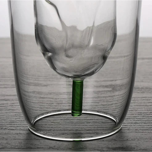 Flower Pattern Double-Layer Glass – 180ml Borosilicate Rose Glass Cup