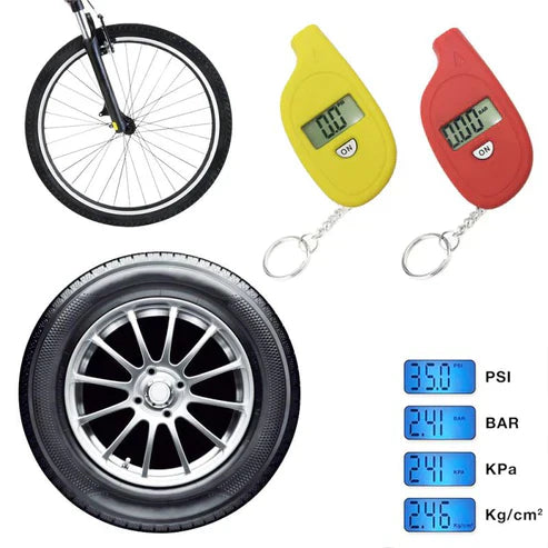 Portable Digital Car Tire Pressure Tester Keychain - Mini LCD Tire Gauge