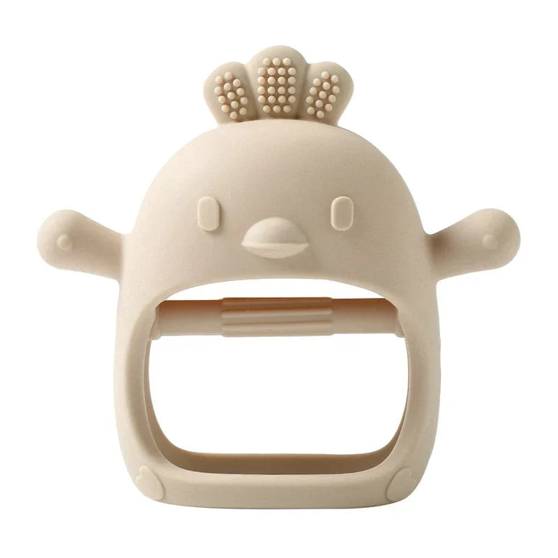 Baby Bites Cute Pacifier Gloves - Silicone Cartoon Chick Bracelet Teether for Babies 0-6 Years, BPA Free