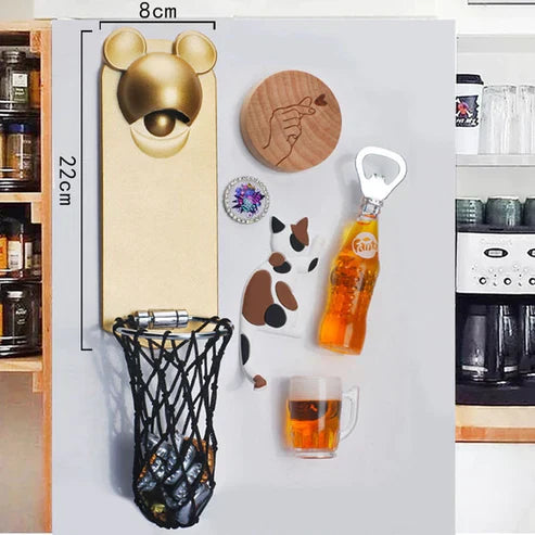 Fridge Magnetic Basketball Bottle Opener - Sports Fan Refrigerator Magnet & Bar Tool