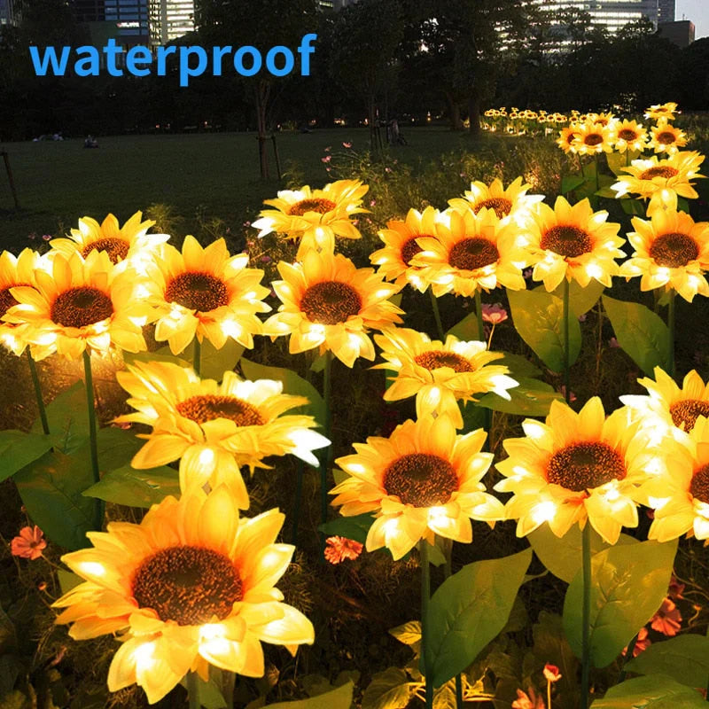 Solar Garden Lights - Waterproof LED Sunflower Outdoor Pathway Lights