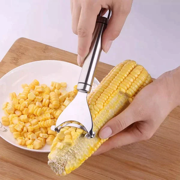 Stainless Steel Corn Peeler – Serrated Kernel Remover for Corn on the Cob