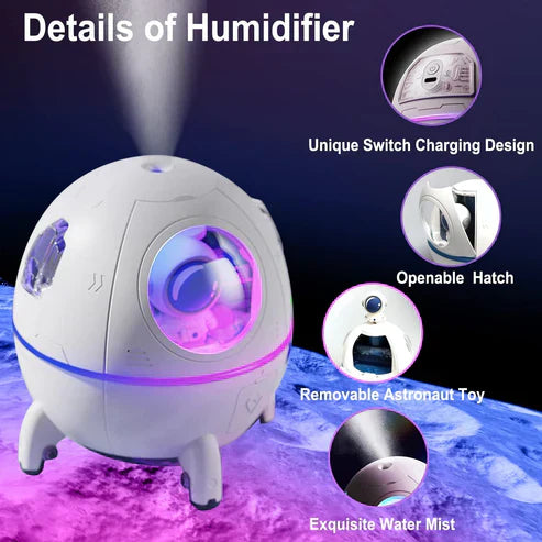 Universe Flow Ultrasonic Astronaut Humidifier – USB Spaceship Cool Mist Diffuser
