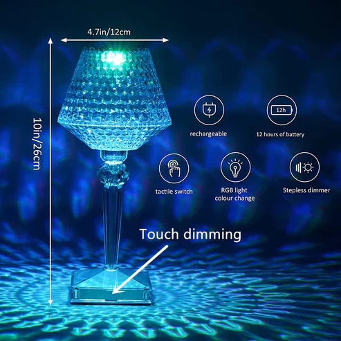 Diamond Glow Rechargeable Crystal Table Lamp – Touch Control RGB Atmosphere Light