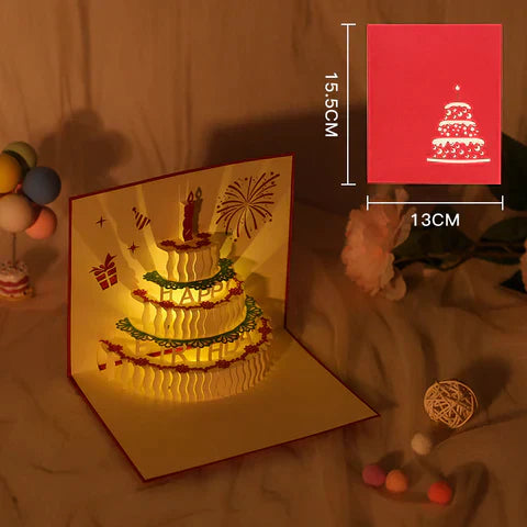3D LED Music Birthday Cards - Pop-Up Greeting Card with Lights & Sound