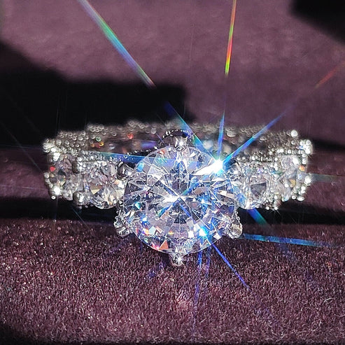 Silver Gem Ring - 925 Sterling Silver Cubic Zirconia Timeless Gift Ring