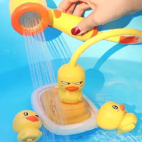 Electric Duck Boat Spray Bath Toy - 4-in-1 Water Sprinkler with 3 Duck Heads for Fun Baby Bath Time