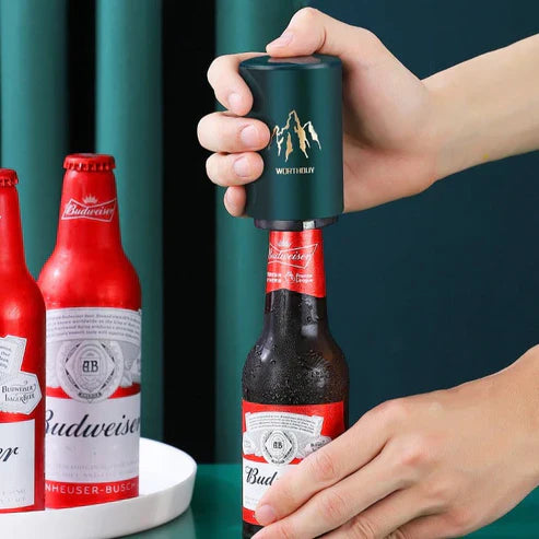 Easy Press Automatic Bottle Opener - One Touch Magnetic Cap Catcher