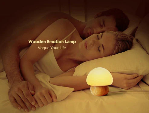 Wooden Mushroom LED Night Lamp - Whimsical Bedside Light
