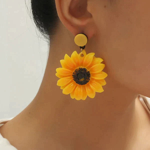 Sunflower Dangle Earrings – Bright & Realistic Zinc Alloy Stud Earrings