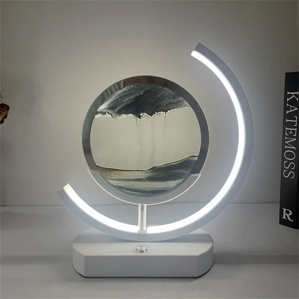 3D LED Flowing Sand Art Table Lamp – Moon Shape Ambient Night Light