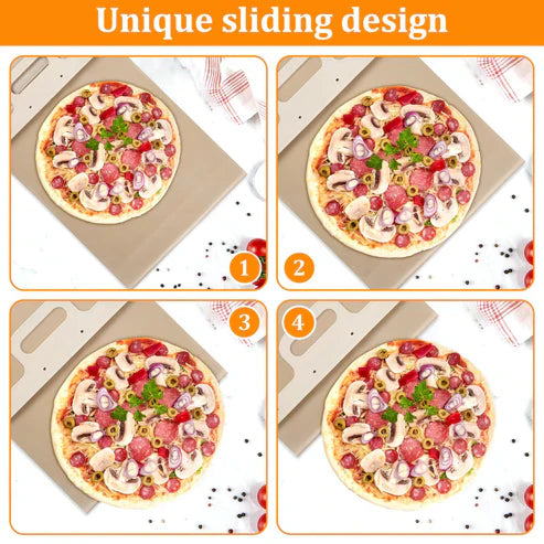 Sliding Pizza Peel Shovel – Stainless Steel Baker's Paddle with Removable Wooden Handle