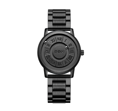 DOM Men's Watch - Creative Magnetic Steel Ball Pointer Orbital Concept Quartz Watch with Leather Strap
