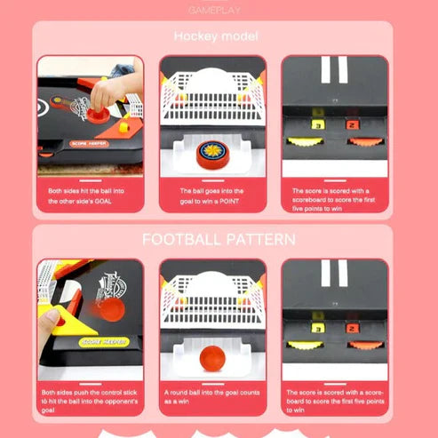 Mini Air Hockey Table Game - 2-in-1 Hockey & Football Game for 2 Players, Kids & Family Fun