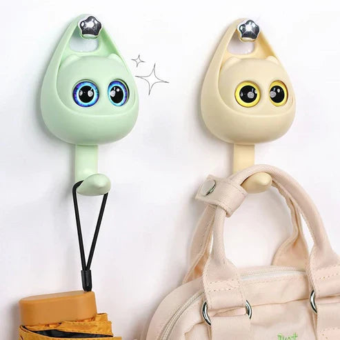 Cute Cat Punch Free Key Holder Hook - No Drill Wall Mounted Key Organizer for Home Decor