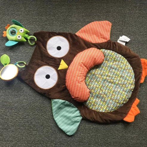 Soft Foldable Baby Owl Play Mat – Activity Gym with Pillow & 2 Toy Attachments