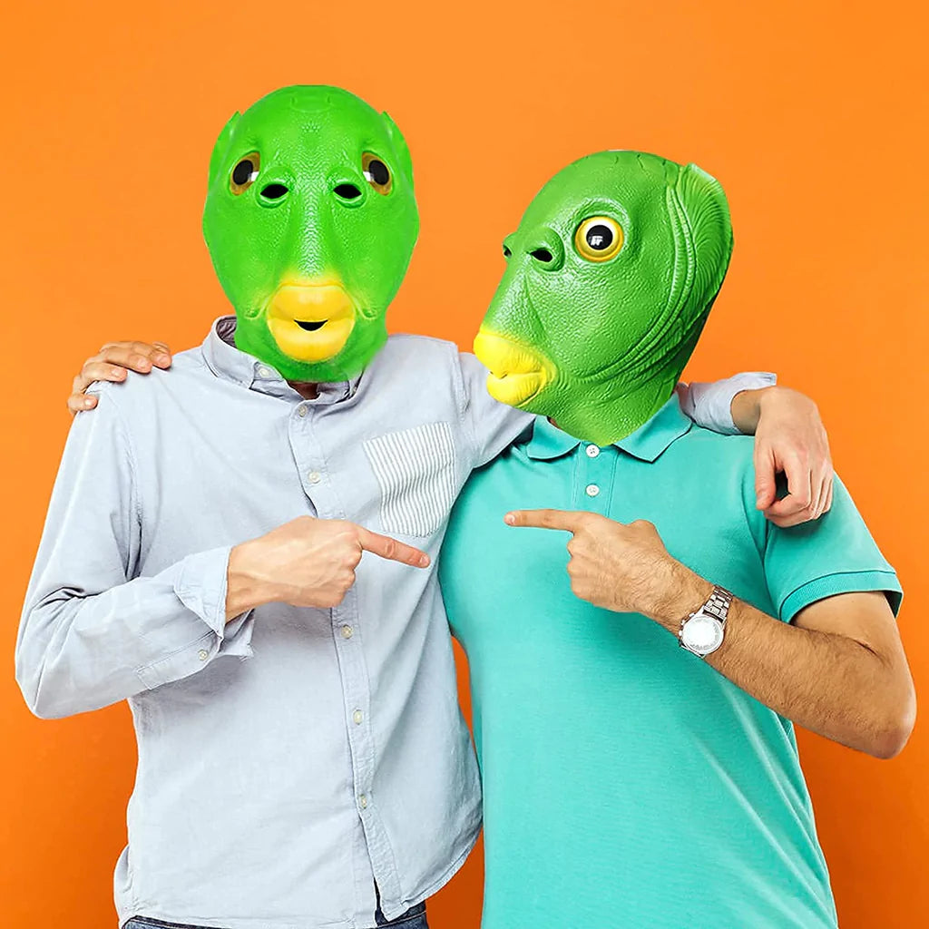 Green Funny Fish Head Mask – Hilarious Novelty Costume Mask for Parties & Pranks