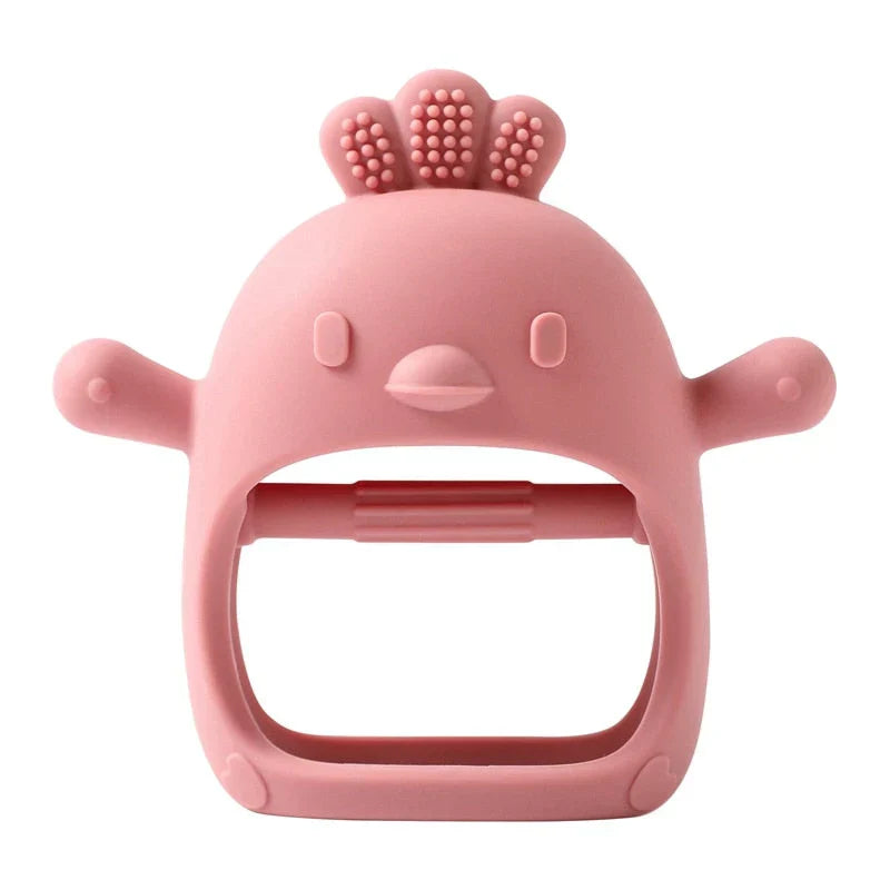 Baby Bites Cute Pacifier Gloves - Silicone Cartoon Chick Bracelet Teether for Babies 0-6 Years, BPA Free