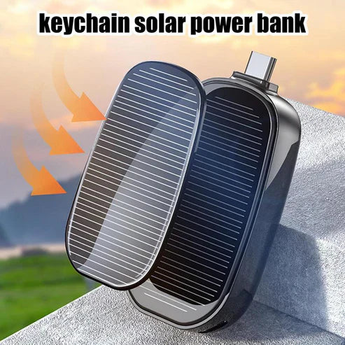 Mini Solar Keychain Power Bank - Portable Emergency Phone Charger