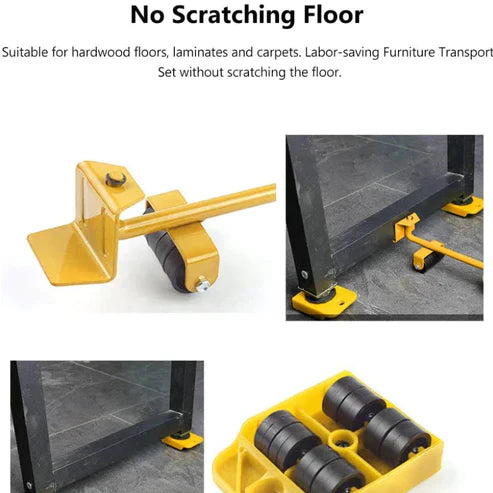Furniture Moving Transport Tool Set - 4 Corner Movers & Wheeled Lifter for Heavy Items
