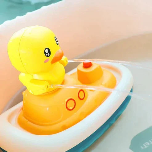Electric Duck Boat Spray Bath Toy - 4-in-1 Water Sprinkler with 3 Duck Heads for Fun Baby Bath Time