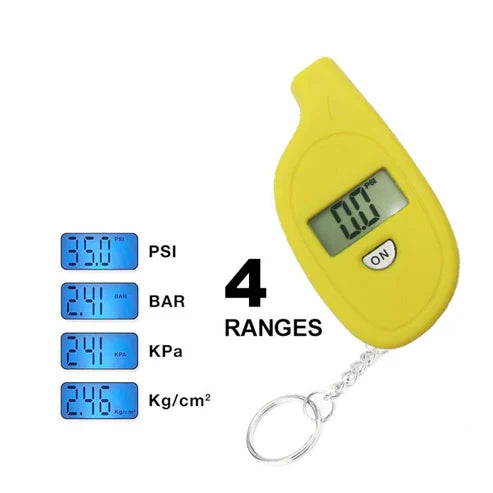 Portable Digital Car Tire Pressure Tester Keychain - Mini LCD Tire Gauge